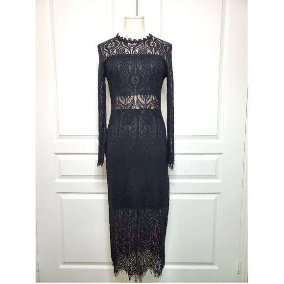 Molly Bracken Stretch-Lace Midi Dress Black Size S - Picture 4 of 6